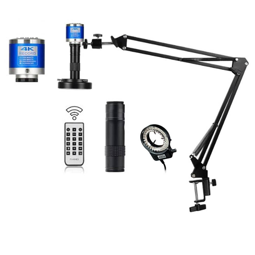 Digital Microscope - 4Kデジタル電子顕微鏡 48MP Type-Cカメラ 150倍Cマウントズームレンズ プロ仕様修理用顕微鏡 リングライト付き