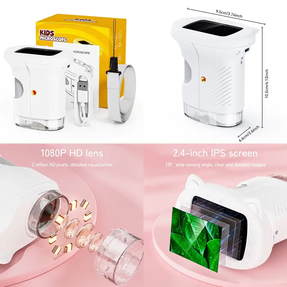 Digital Microscope - 人気のInskam 386デジタル顕微鏡、24インチ2MPスクリーンと1000倍の倍率、子供向け教育玩具