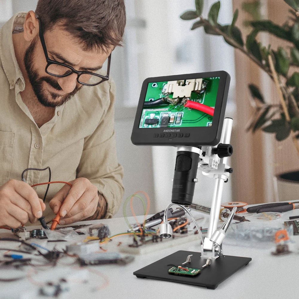 Digital Microscope - 優れたAndonstar AD249S-M三眼デジタル顕微鏡、10インチスクリーン付き、PCB修理・メンテナンス用