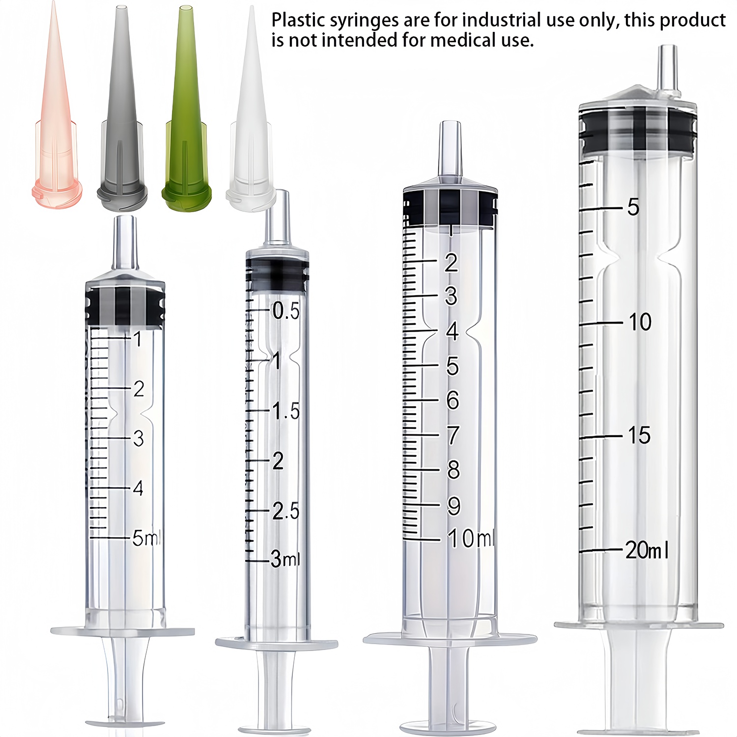 Medical Laboratory Scientist - 4サイズの実験用注射器 + 4種類の異なる口径の注射器エクステンション、多機能、実験室での使用、DIY、液体の移送、接着剤の塗布、手作業の細部作業などに適しています、医療機器ではありません。