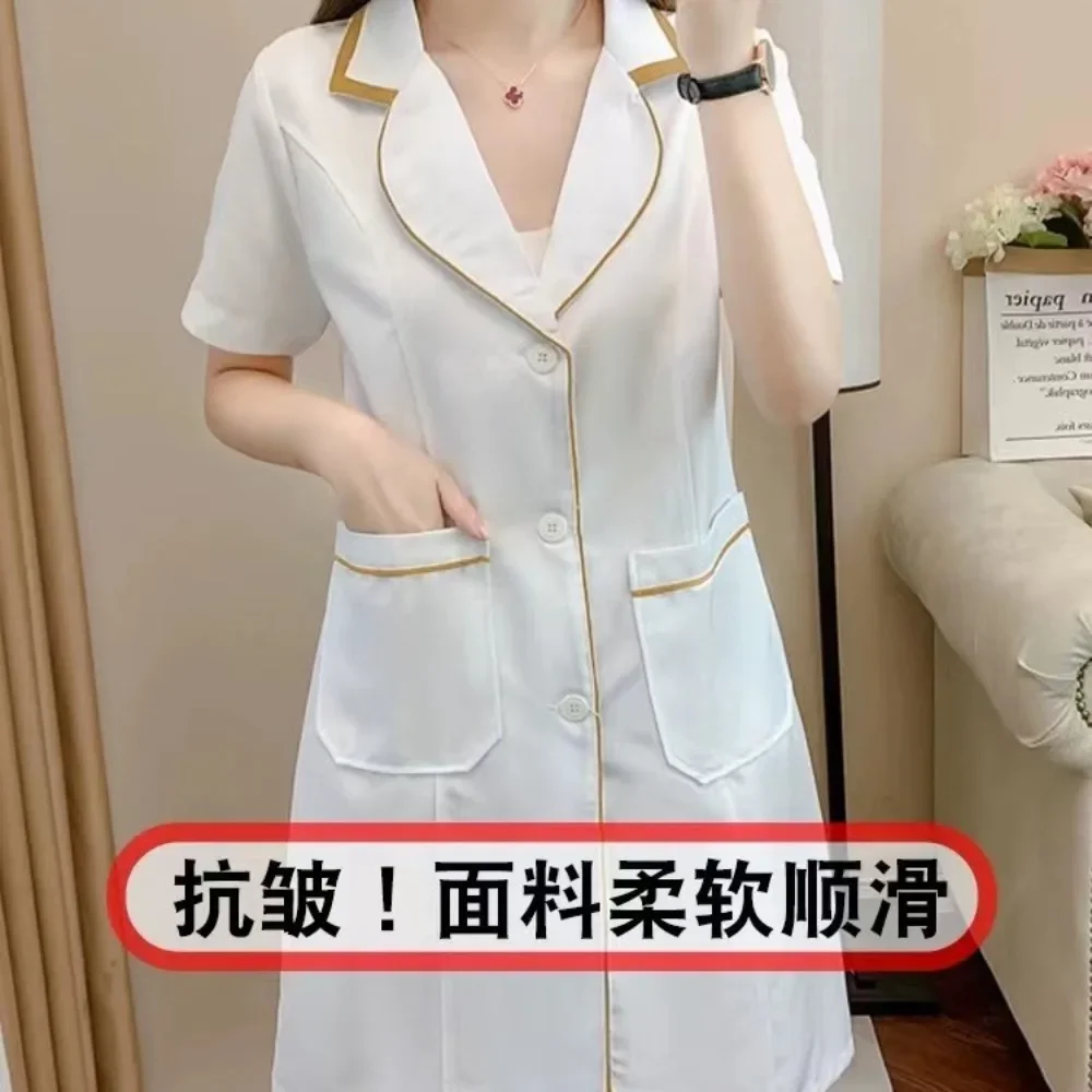 カスタマイズされたロゴ付きの白い半袖ラペルコート,美容ユニフ - Medical Lab Management のレビューと価格